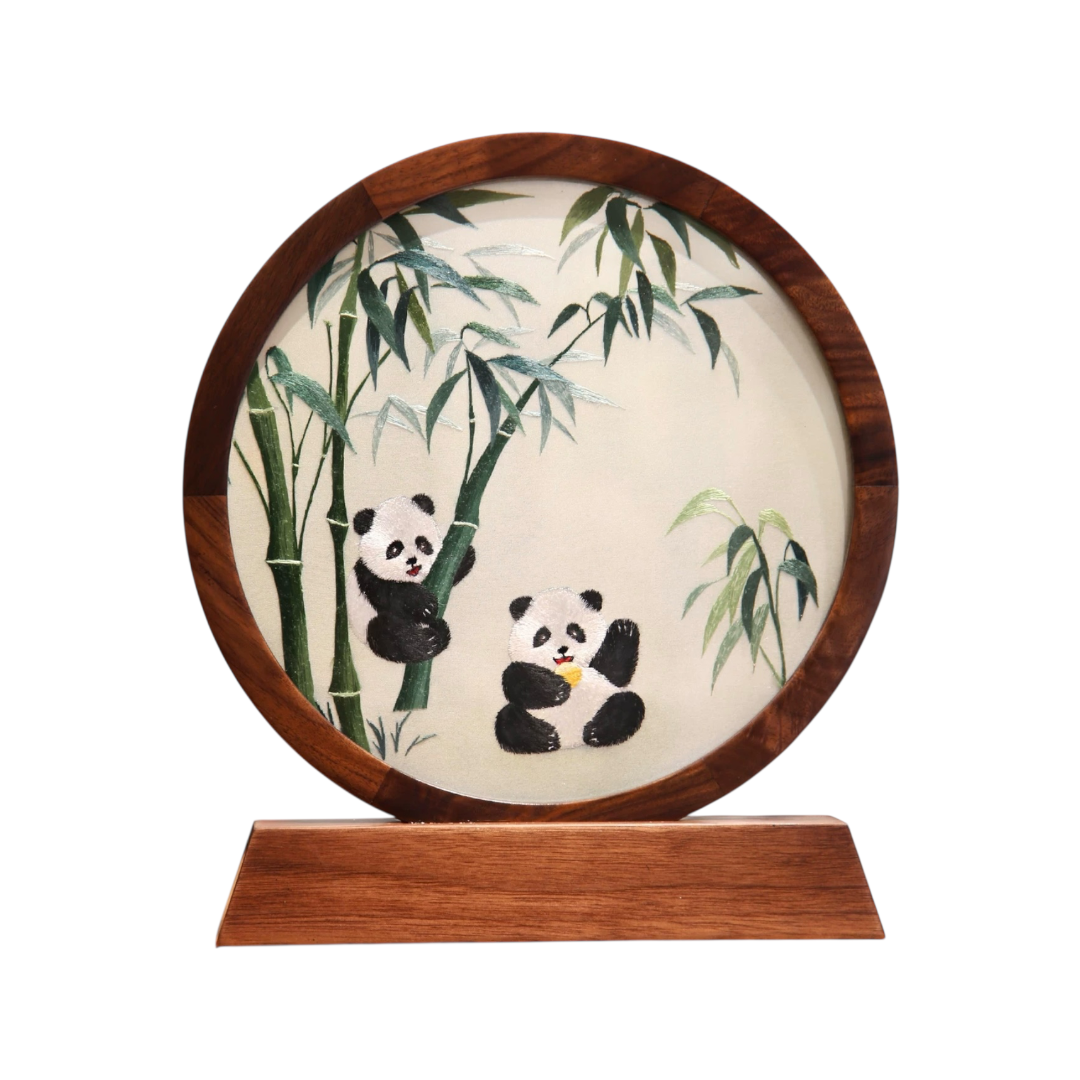 熊猫蜀绣双面摆台