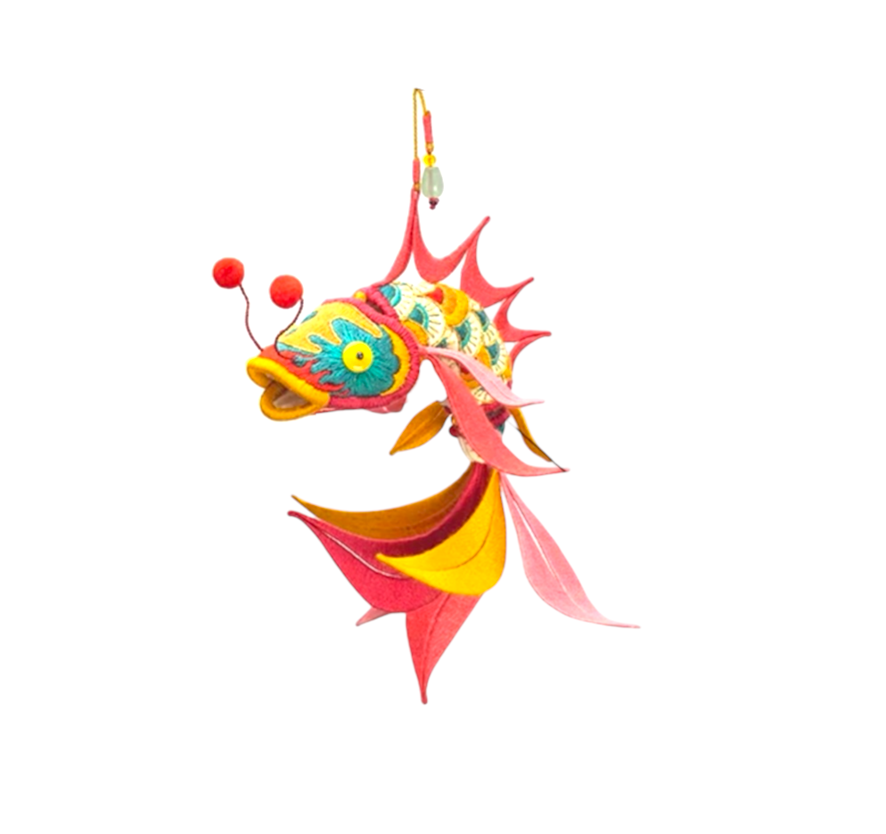 Glowing embroidered fish-shaped lantern hairpin