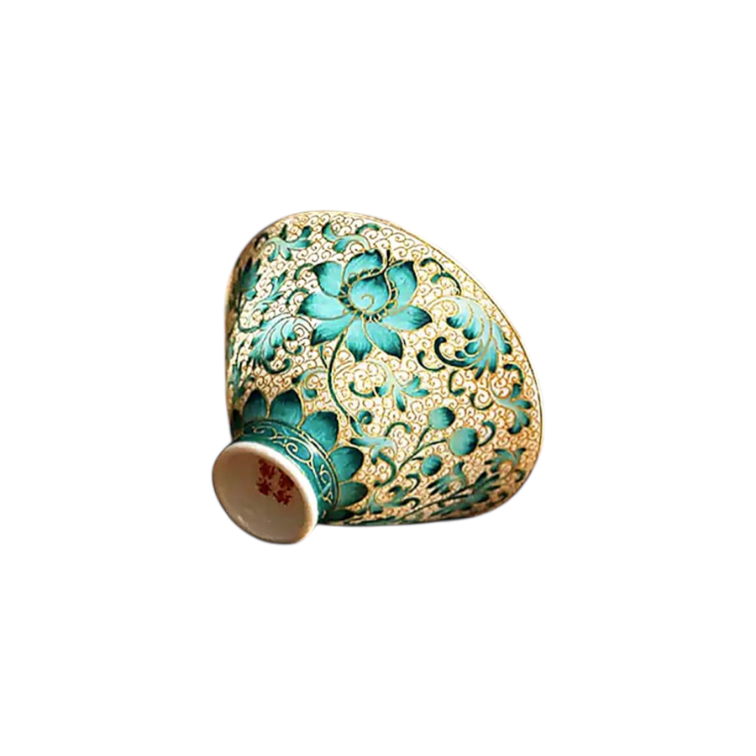 Engraved enamel painted cup