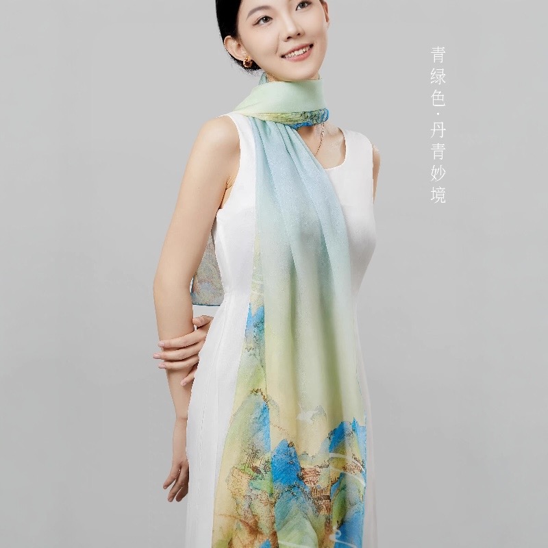 千里江山图真丝丝巾