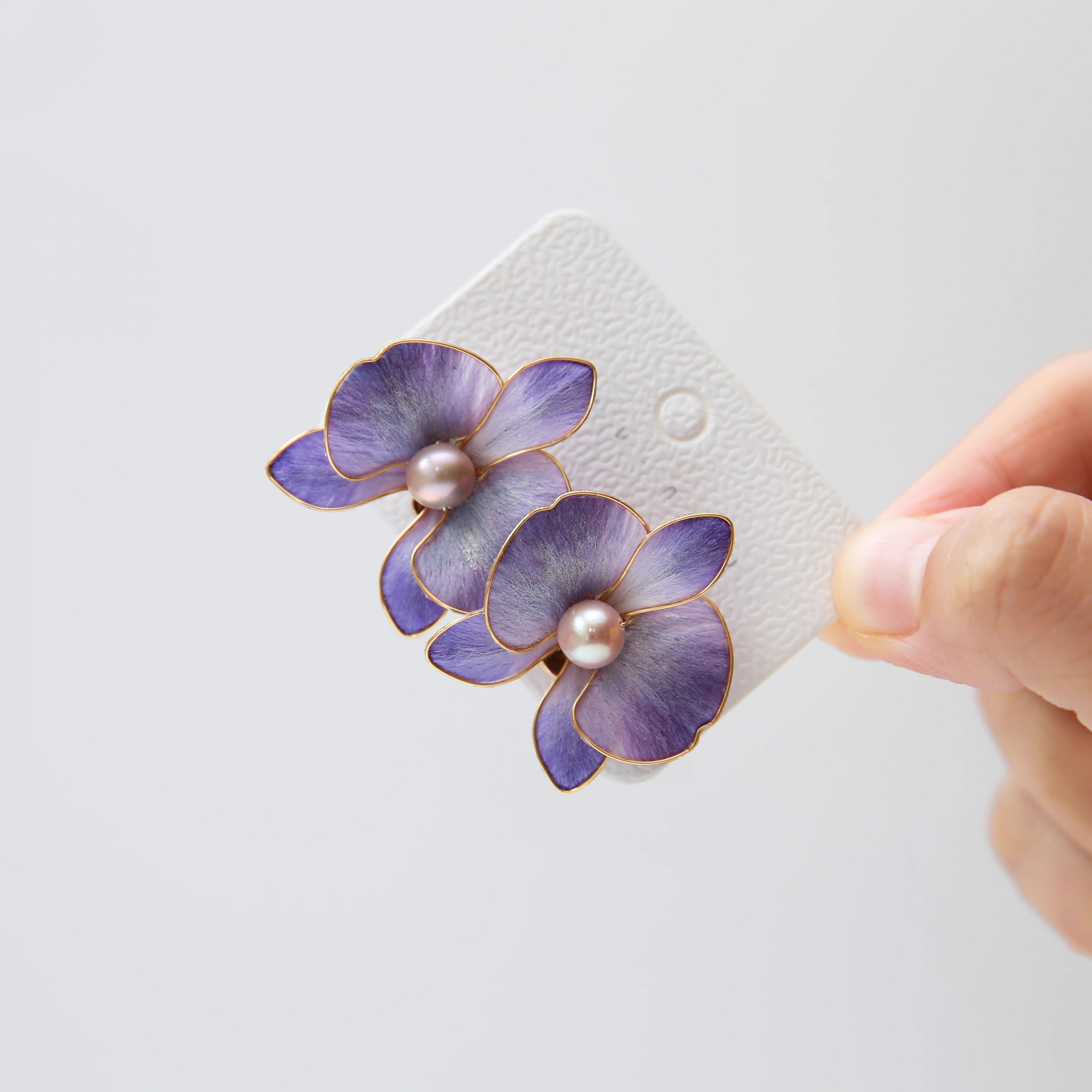 手工绒花 掐丝蝴蝶兰绒花耳环