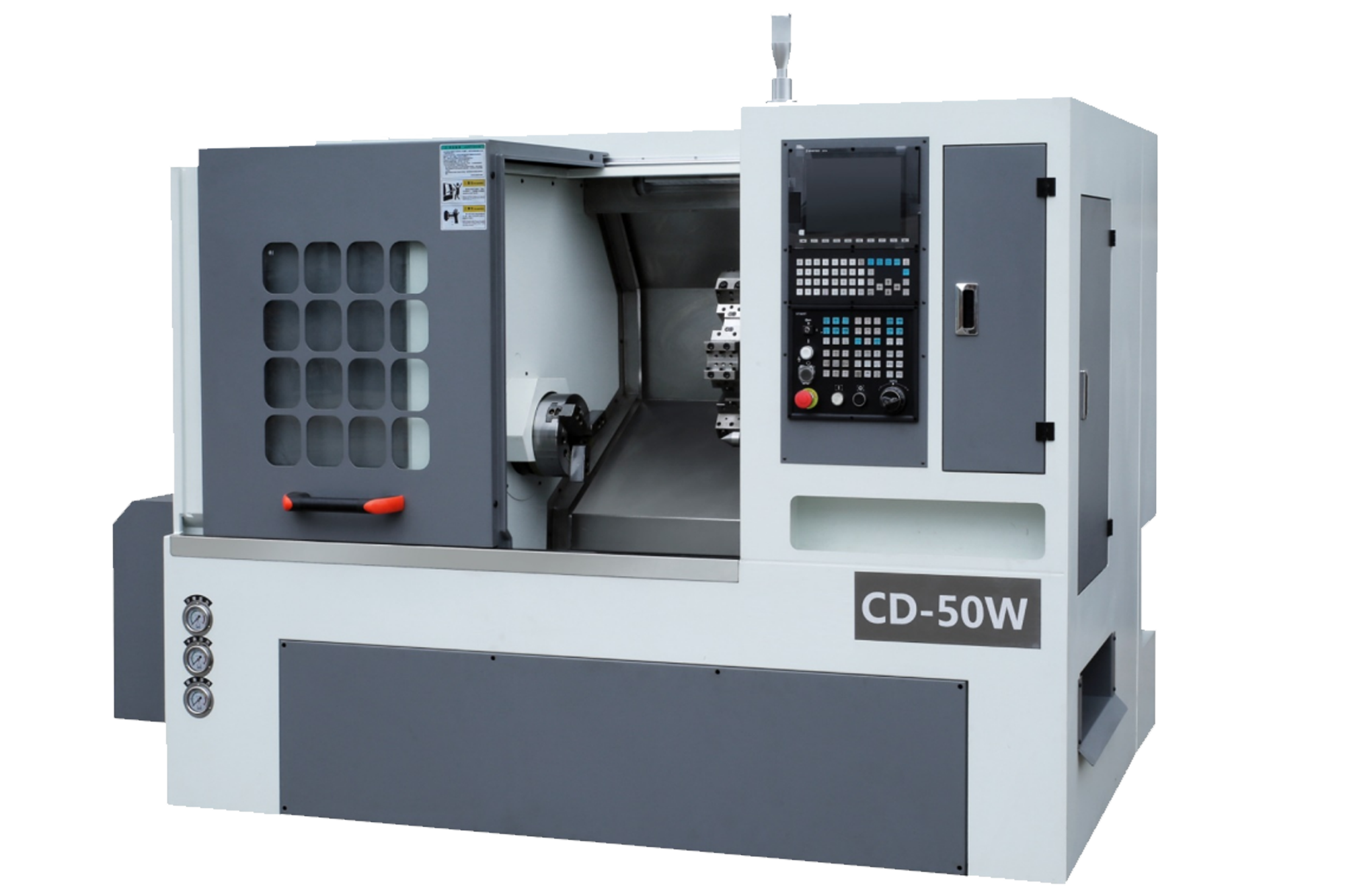 CD-50W Slant-bed lathe with high-low guide turret and tailstock