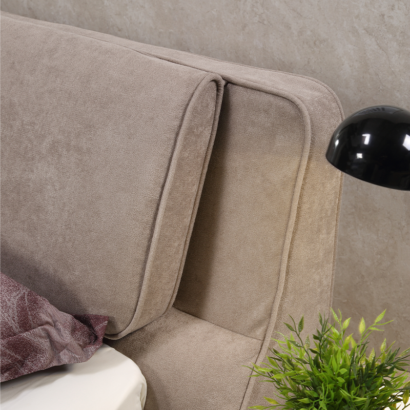 Luxury Velvet Upholstered Bed – High-Density Foam Backrest – King Size Bed