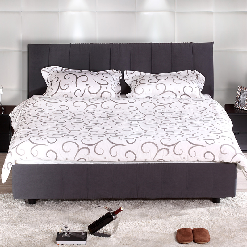 Curved Headboard Fabric Bed – Ergonomic Support – Breathable Polyester