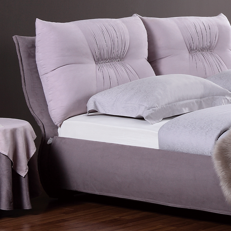 Coastal Style Fabric Bed – Blue Striped Upholstery – Beach House Decor