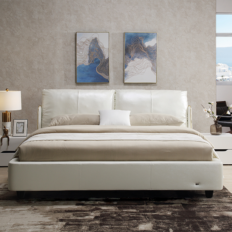 Plain Faux Leather Bed Frame – Square Stitched Design – Durable Material