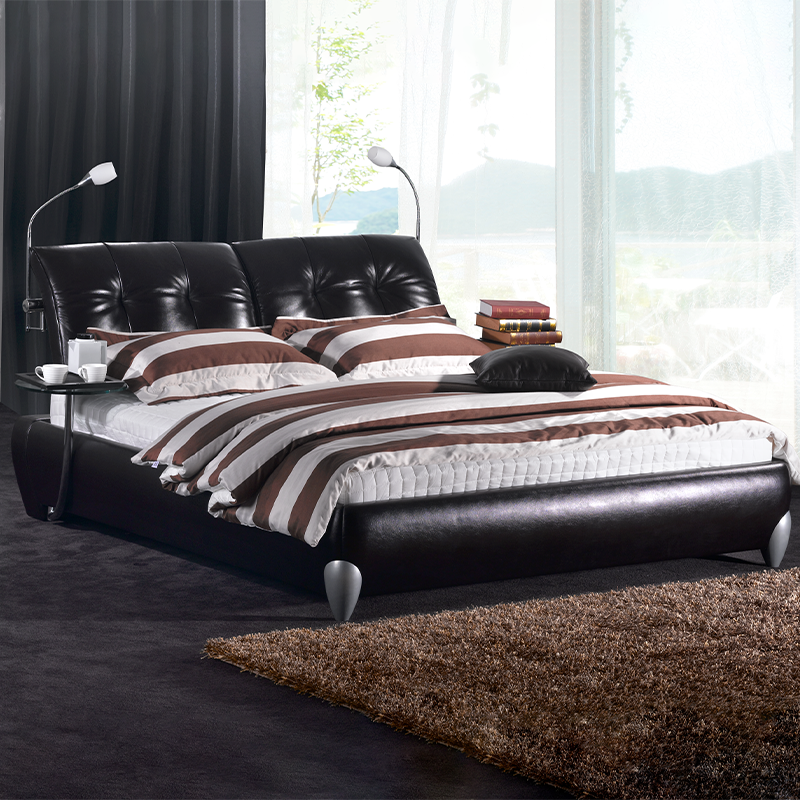 Minimalist Leather Bed – Low Profile – Standard King