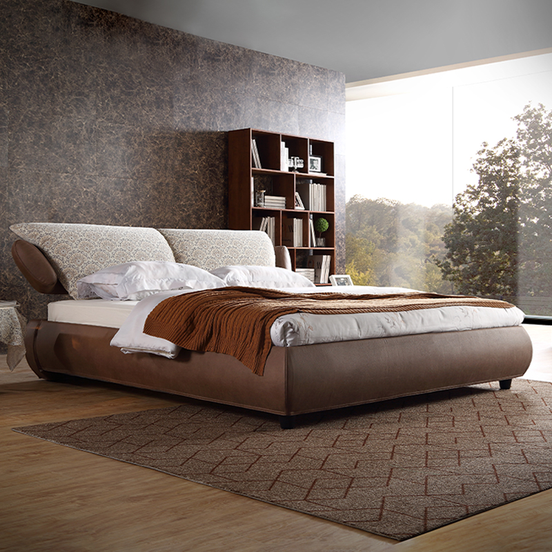 Classic Fabric Bed with Upholstered Headboard – Twin Size – Breathable Polyester