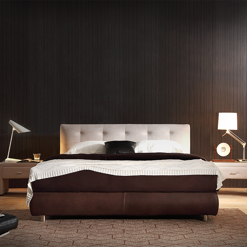 Modern Fabric Upholstered Bed – Queen Size – Soft Linen Headboard