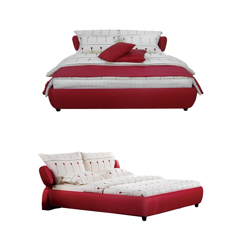 Basic Fabric Bed Frame – Square Stitched Design – Red Durable Fabric Cover