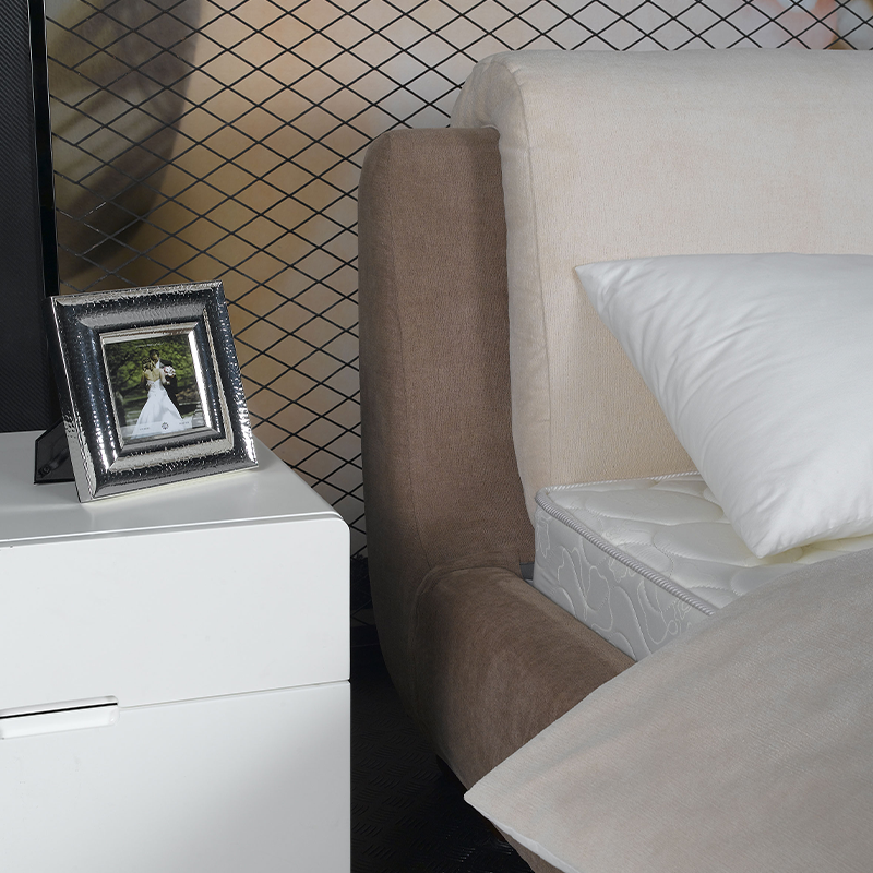 Standard Fabric Bed – Neutral Brown – Wooden Slat Base