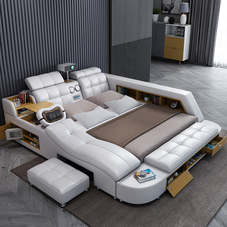 Faux Leather Smart Bed with Storage