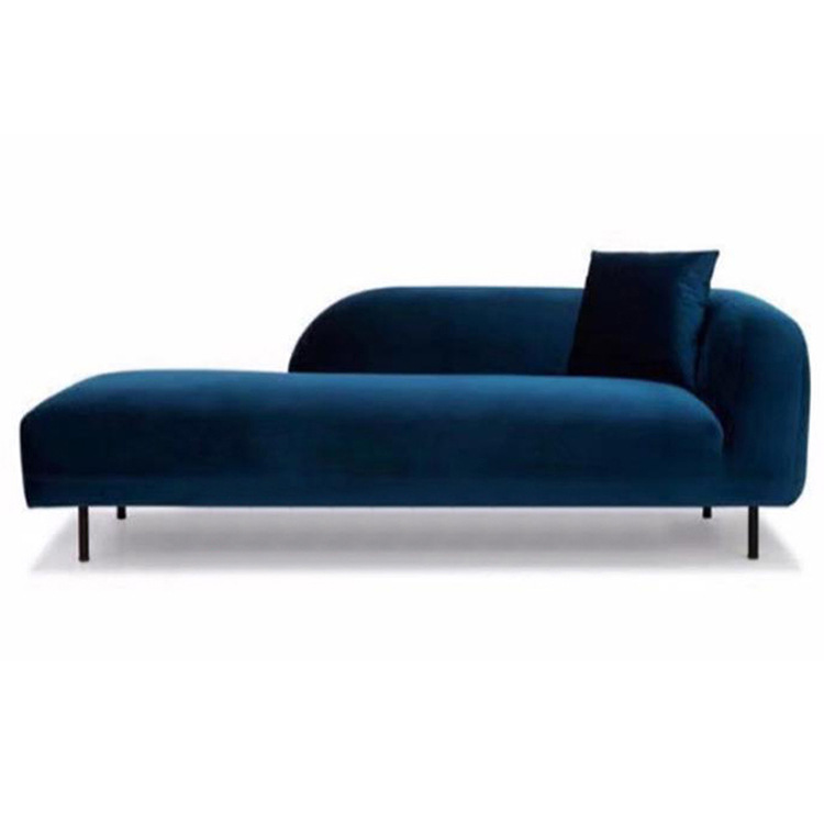 Modern Navy Blue Velvet Chaise Lounge - Stylish Accent for Contemporary Living Room