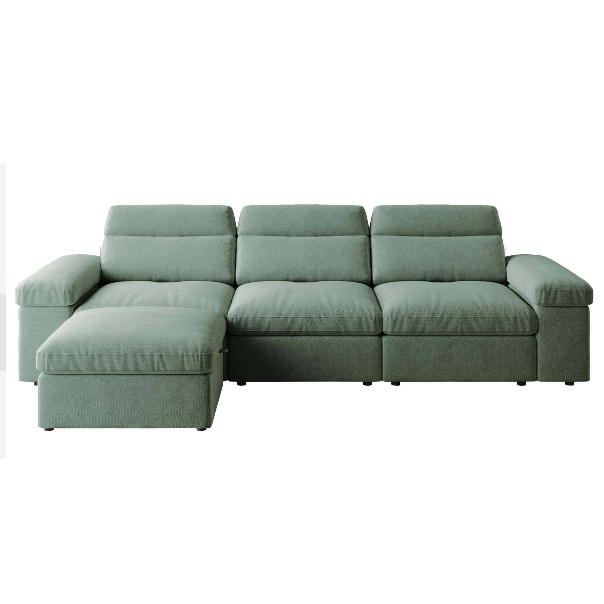 Grey Adjustable Backrest Storage Sectional Sofa - Modern Functional Living Room Furniture