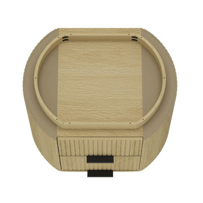 Modern Light Wood Rounded Nightstand - 2-Drawer Corrugated Bedroom Furniture