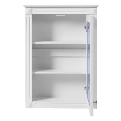 Modern Wood LED Bathroom Mirror Cabinet - Open Shelf Single-Door