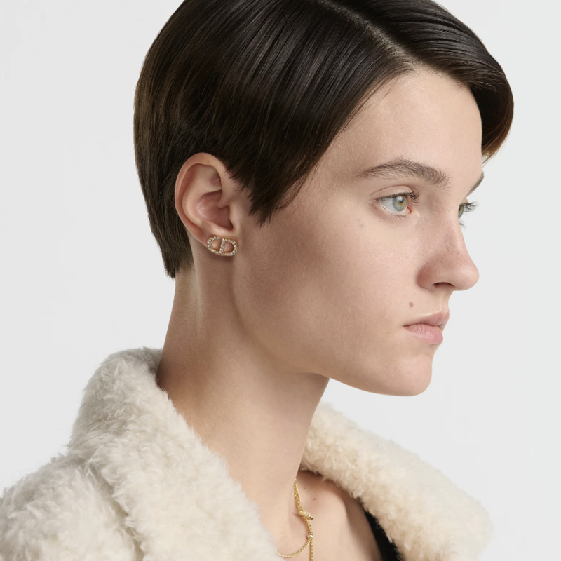 Dior Rhinestone CD Earrings 16*10mm