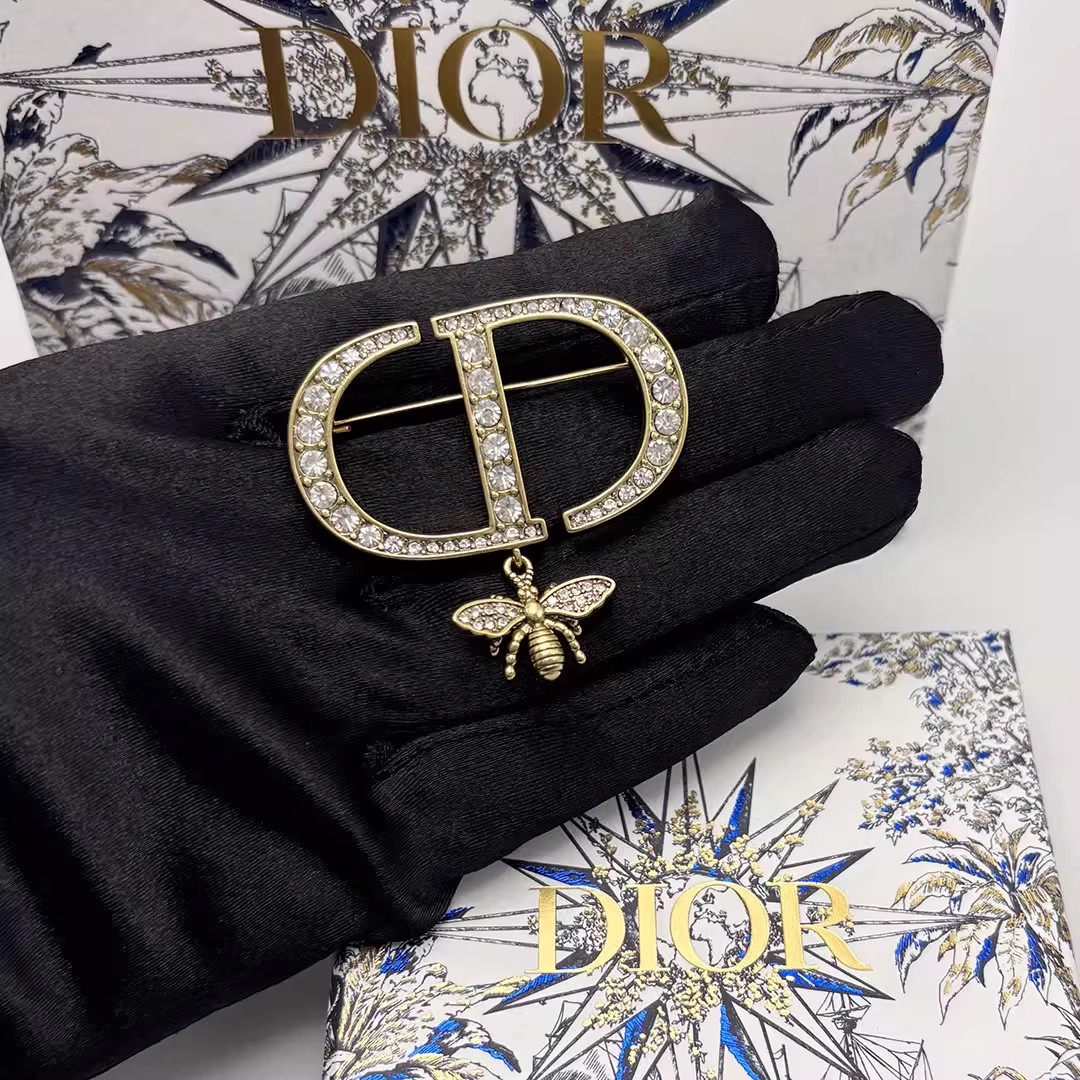 Dior Crystal CD Bee Vintage Brooch 45*42mm