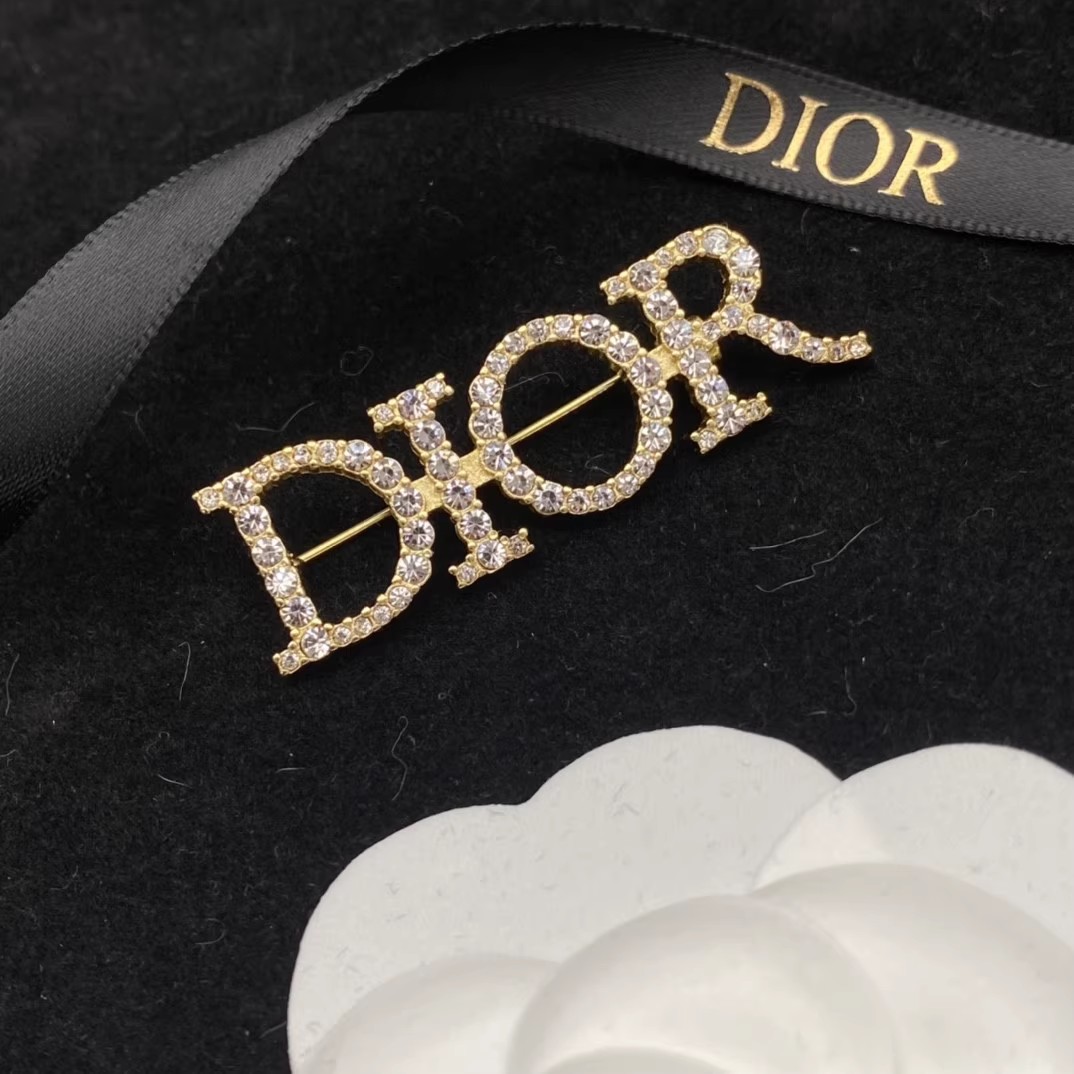 DIOR Full diamond water chest pin 46*14mm