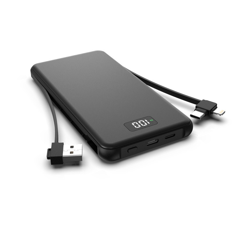 Ultra Thin Super Thin Card Power Bank Emergency Use 2025 Trending Built in Cable Mini Powerbank 10000mAh Travel Airline Friendly