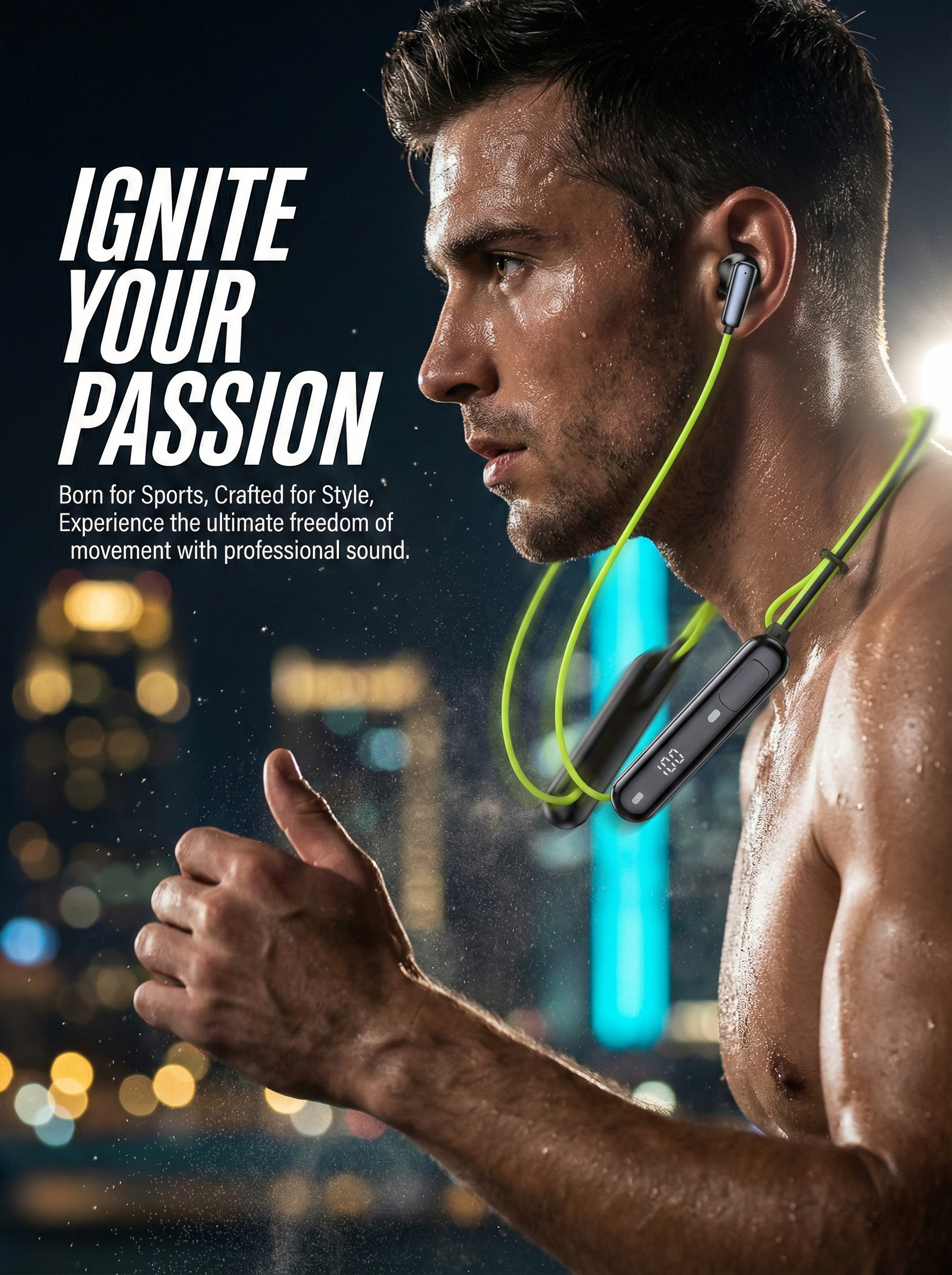 HW14WP Bluetooth 6.0 Over-Ear Headphones, IPX7,60H Playback, Game Low Latency, ENC Noise Cancelling, Stereo Sound, LED Display, Metal Magnetic Ear Shells