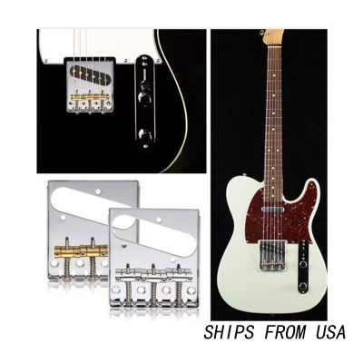 Electric Guitar Chrome Bridge 6-String Compensated Brass Saddles For Tele