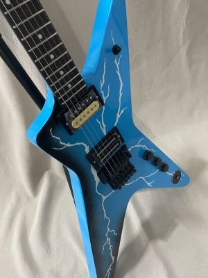 OEM 6 Strings Dimebag Darrel ML Electric Guitar Floydrose vibrato Blue Lightning Veneer
