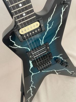 OEM Dimebag Darrell Signature Electric Guitar Dark Blue Flame Maple Top lightning pattern