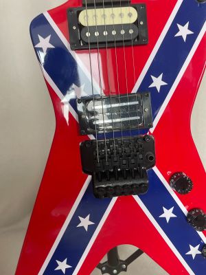 Red 6-string 3ST Dimebag Darrell Electric Guitar Blue Star Stripe Pattern Rosewood Fingerboard