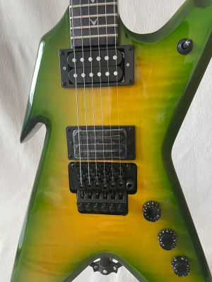OEM 6 Strings Electric Guitar Flame Maple Top Floydrose vibrato Green  Mahogany Body