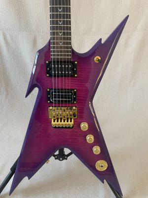 OEM 6 Strings Dimebag Razorback Electric Guitar Purple Flame Maple Top FloydRose Vibrato