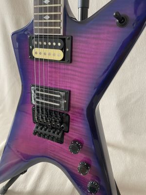 OEM Dimebag Darrell Stealth Electric Guitar Purple Flame Maple Top FloydRose Vibrato
