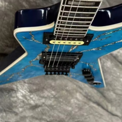 Blue Dimebag Custom Electric Guitar FloydRose Vibrato Abalone Inlay 6 Strings