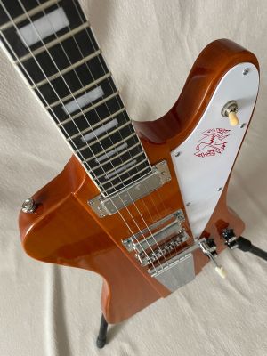 Firebird Electric Guitar 2 Pickups Vibrato Bridge Pull Plate  Wood Color