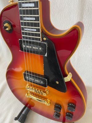 Custom Red Sunburst LP Electric Guitar Gold Accessories P90 Pickup