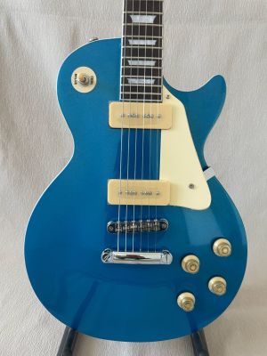 Custom Standard Silver Pink Blue LP Electric Guitar, Silver Hardware, Free Shipping