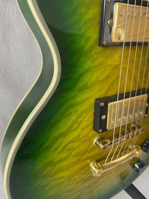 Large Patterned Green LP Electric Guitar, Mahogany Body Rosewood Fretboard