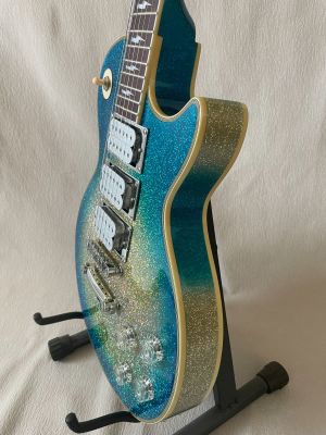 6-String Fixed Bridge LP Electric Guitar Rosewood Fretboard Ace Frehley Glitter Blue Large Grain