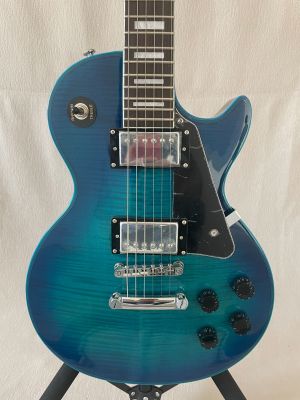 Blue Logo And Wrapping  LP Electric Guitar Free Flame Maple Top