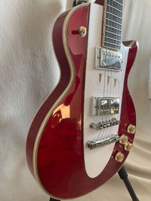 High Quality Fifth Line LP Electric Guitar Mahogany Body Silver Hardware Red