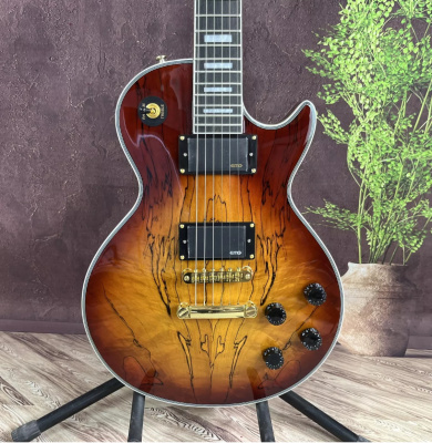 Vintage Sunburst Custom LP Electric Guitar Solid Body HH Pickups Gold Hardware