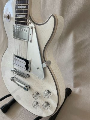 Custom LP Electric Guitar Rosewood Fretboard Glittering White Surface Silver Hardware