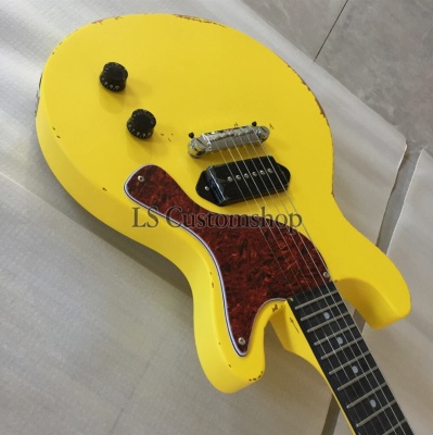 59 Junior DC Relic Electric Guitar Aged TV Yellow P90 Mahogany Body 6 String