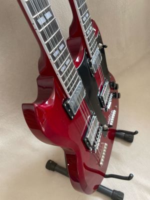12+6 Strings Electric Guitar Red Double Neck Solid Rosewood Fretboard Free Ship