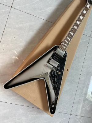 Custom High Quality Flight V Electric Guitar Silver Grey
