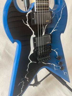 WYLDE War Hammer Zakk Electric Guitar Mahogany Body Blue Lightning FloydRose Vibrato