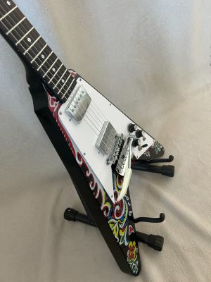 67Jimi Hendrix Flying V Psychedelic Electric Guitar Mahogany Body Black