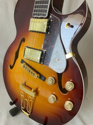 Super 400 CES Custom Jazz F-Hole Full Hollow Electric Guitar Yellow-Brown 6 String