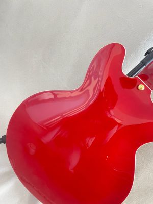 Red F-Hole 335 Jazz Half Hollow Electric Guitar Rosewood Fretboard Square Inlay Gold Accessories