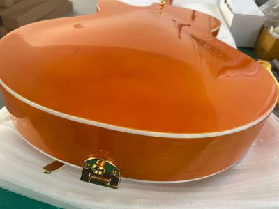 Orange Red Jazz F-Hole Full Hollow Electric Guitar Metal Hardware Big Rocker